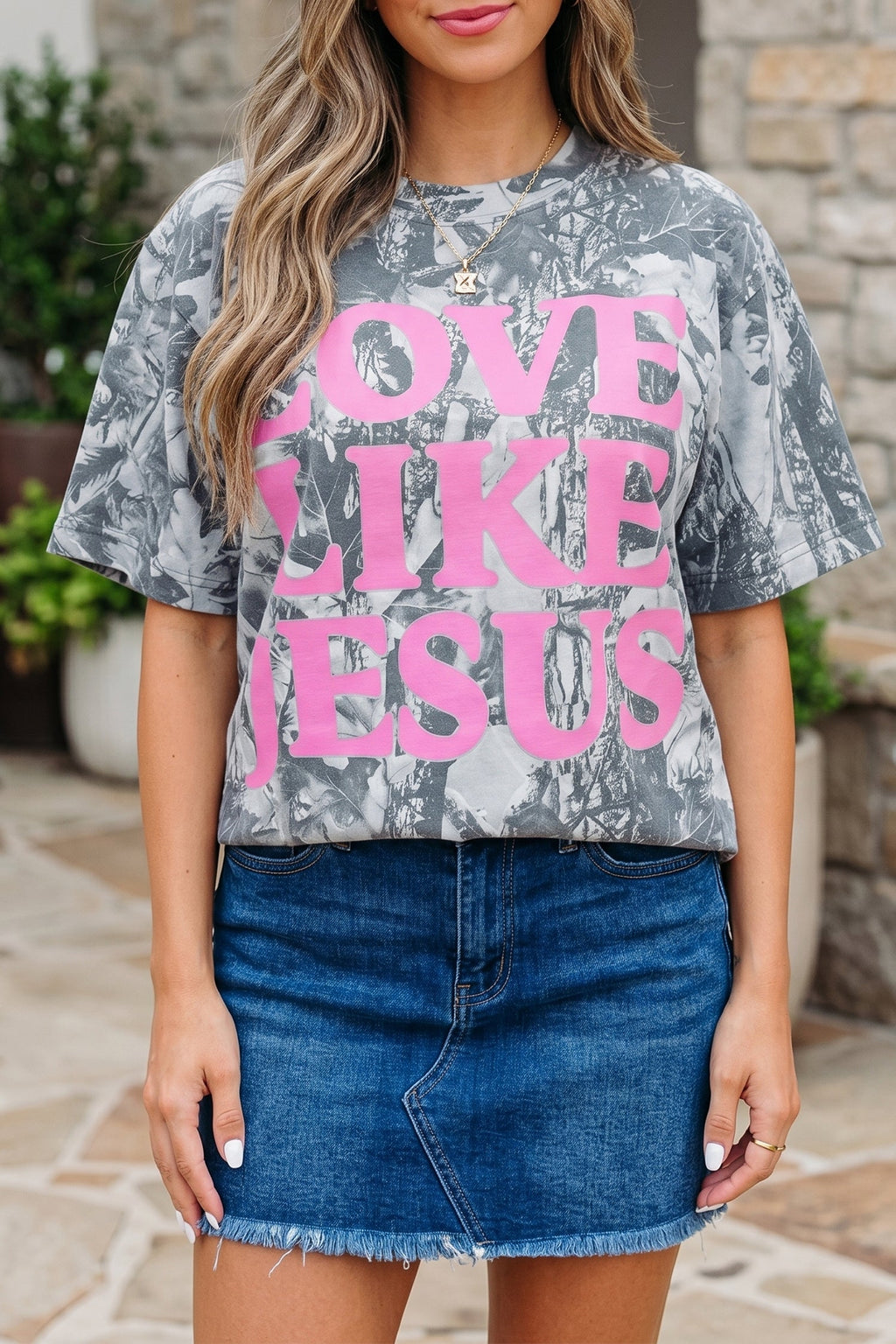 Love Like Jesus Camo Woodland Tee