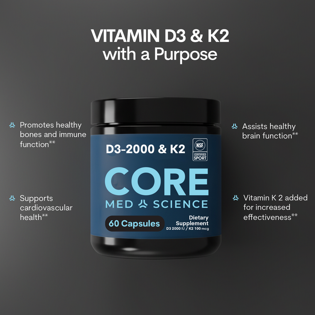 Vitamin D3 2000IU + K2: Bottle (60 Count)