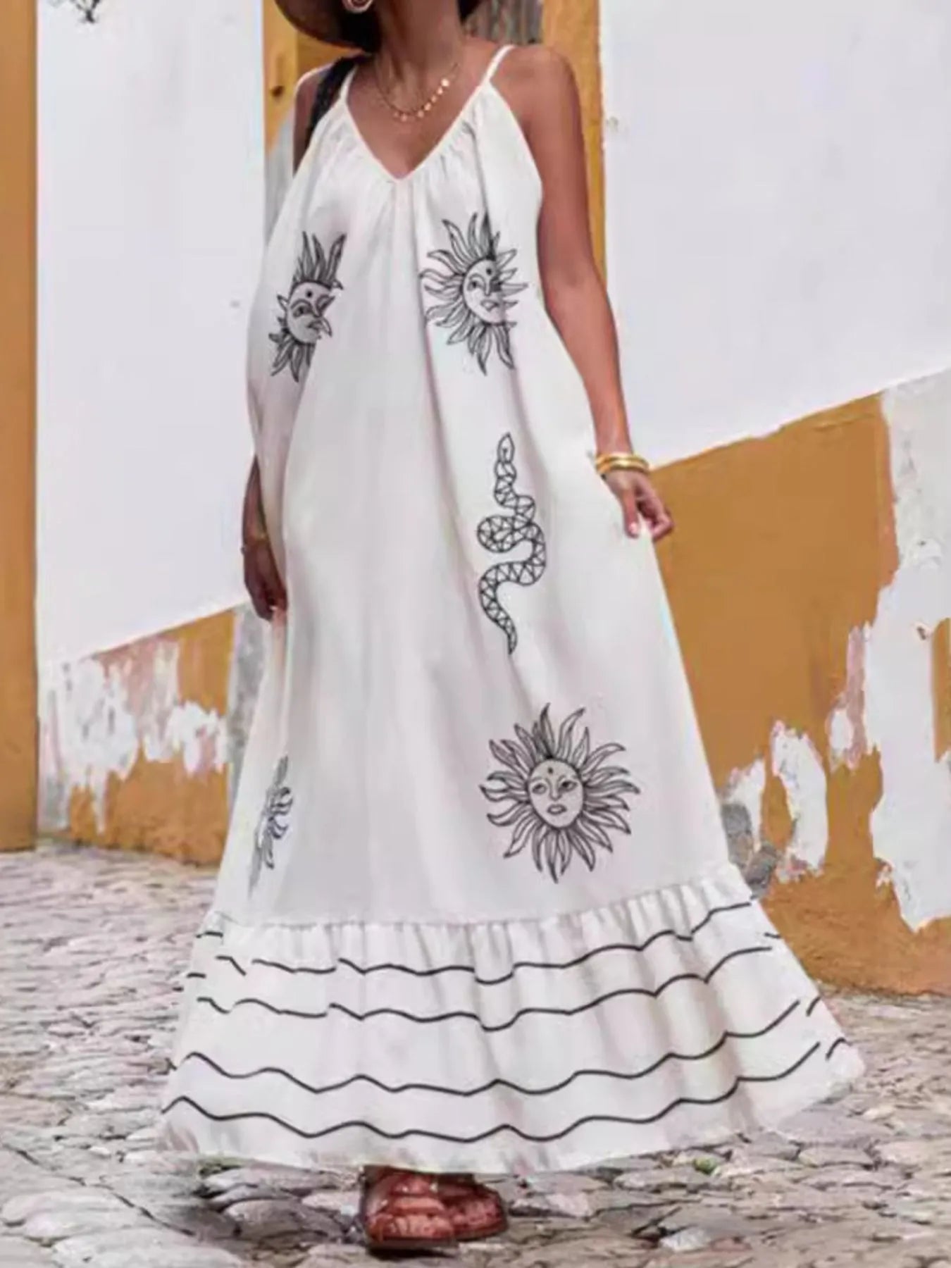 Printed V-Neck Summer Maxi Dress for Effortless Style and Comfort