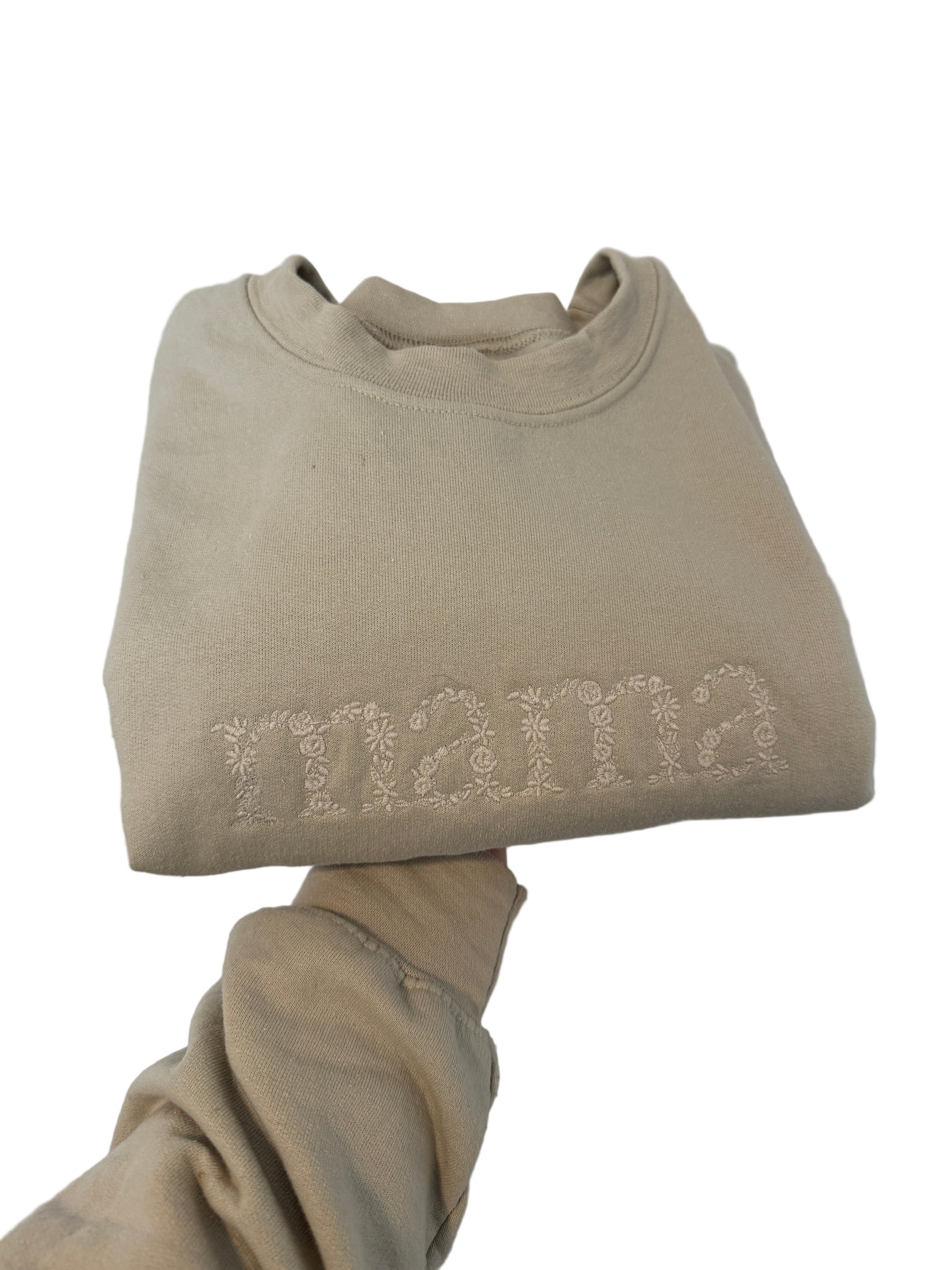 Neutral Embroidered Mama Crewneck