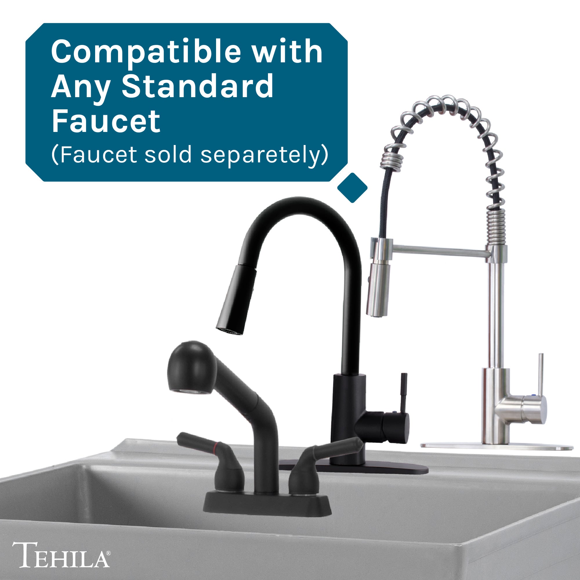 Tehila Standard Wall-Mounted Grey Utility Sink, No Supply Lines