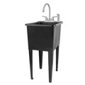 Tehila Space Saver Freestanding Black Utility Sink with Stainless Steel Finish Gooseneck Faucet and Side Sprayer