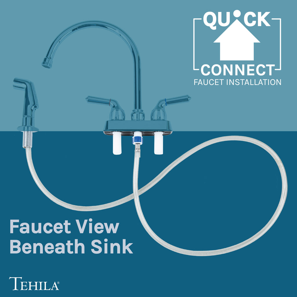 Tehila Space Saver Freestanding Grey Utility Sink with Chrome Finish Gooseneck Faucet and Side Sprayer