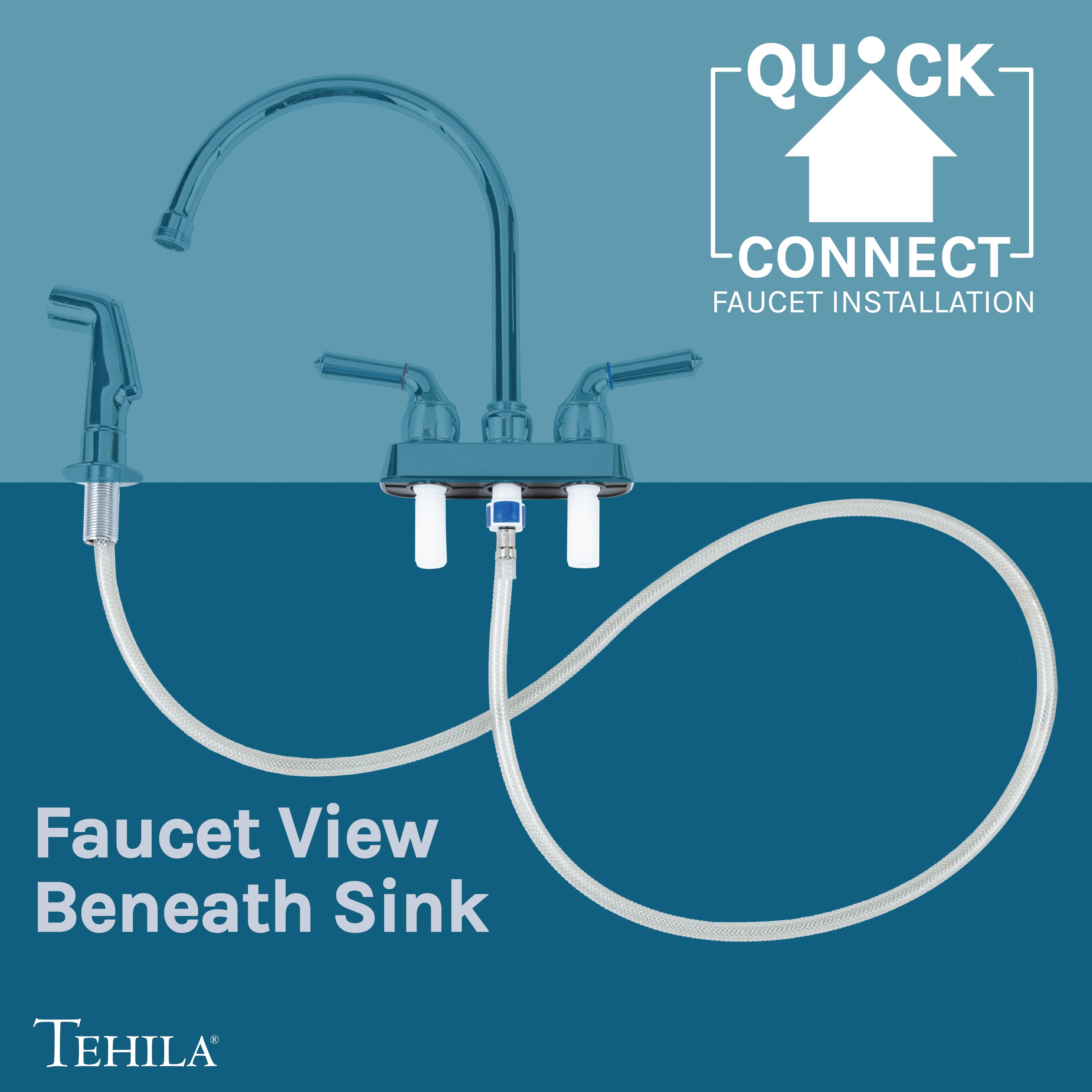 Tehila Space Saver Freestanding Grey Utility Sink with Chrome Finish Gooseneck Faucet and Side Sprayer
