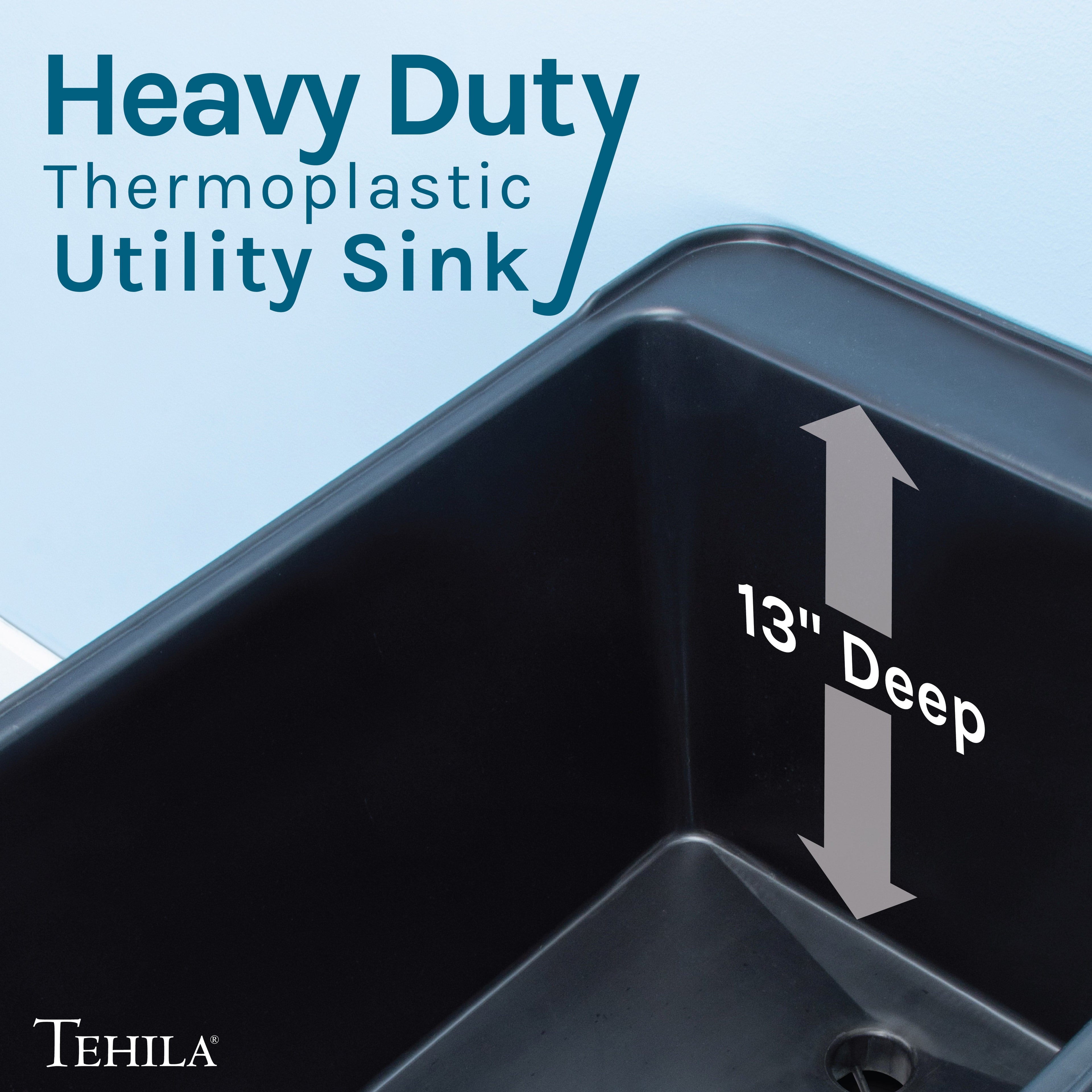 Tehila Space Saver Freestanding Black Utility Sink