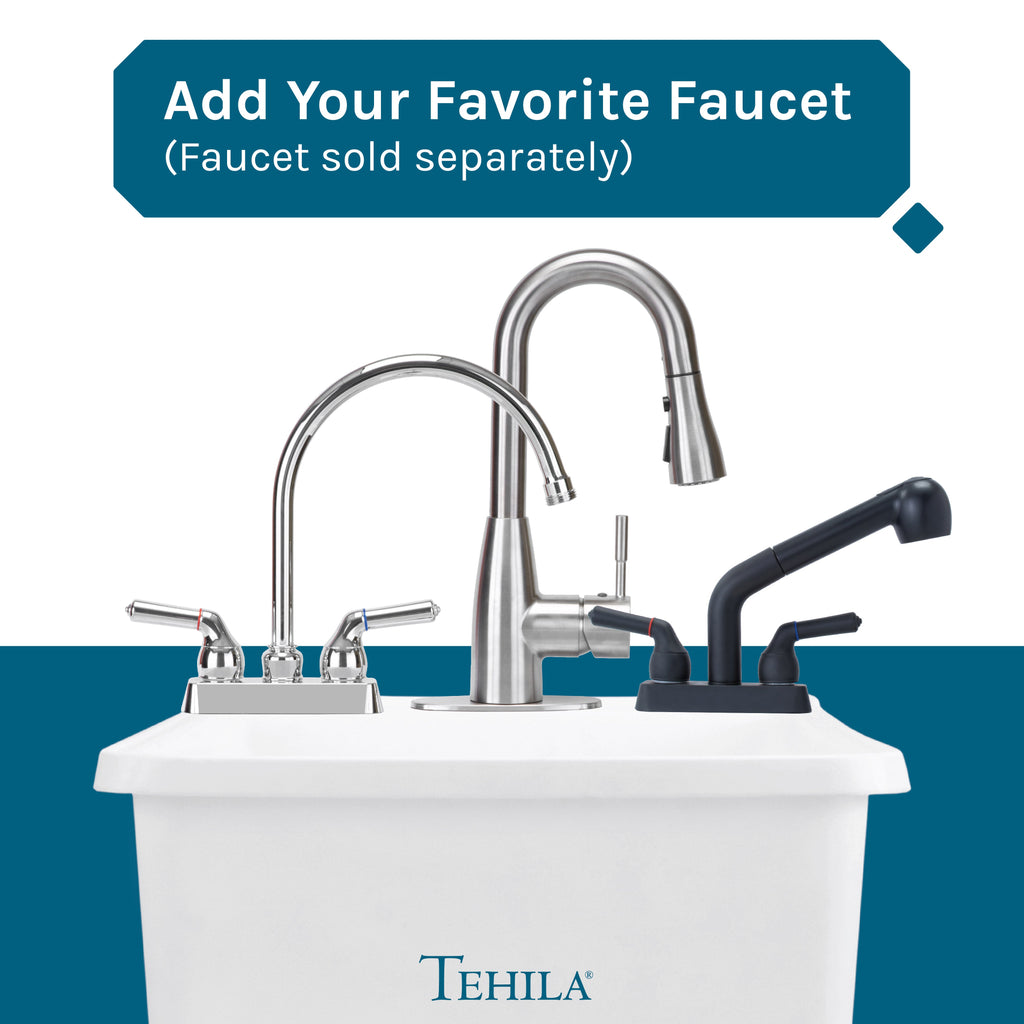 Tehila Space Saver Freestanding White Utility Sink