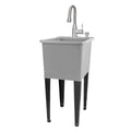 Tehila Space Saver Freestanding Grey Utility Sink with Stainless Steel Finish Low-Profile Pull-Down Faucet