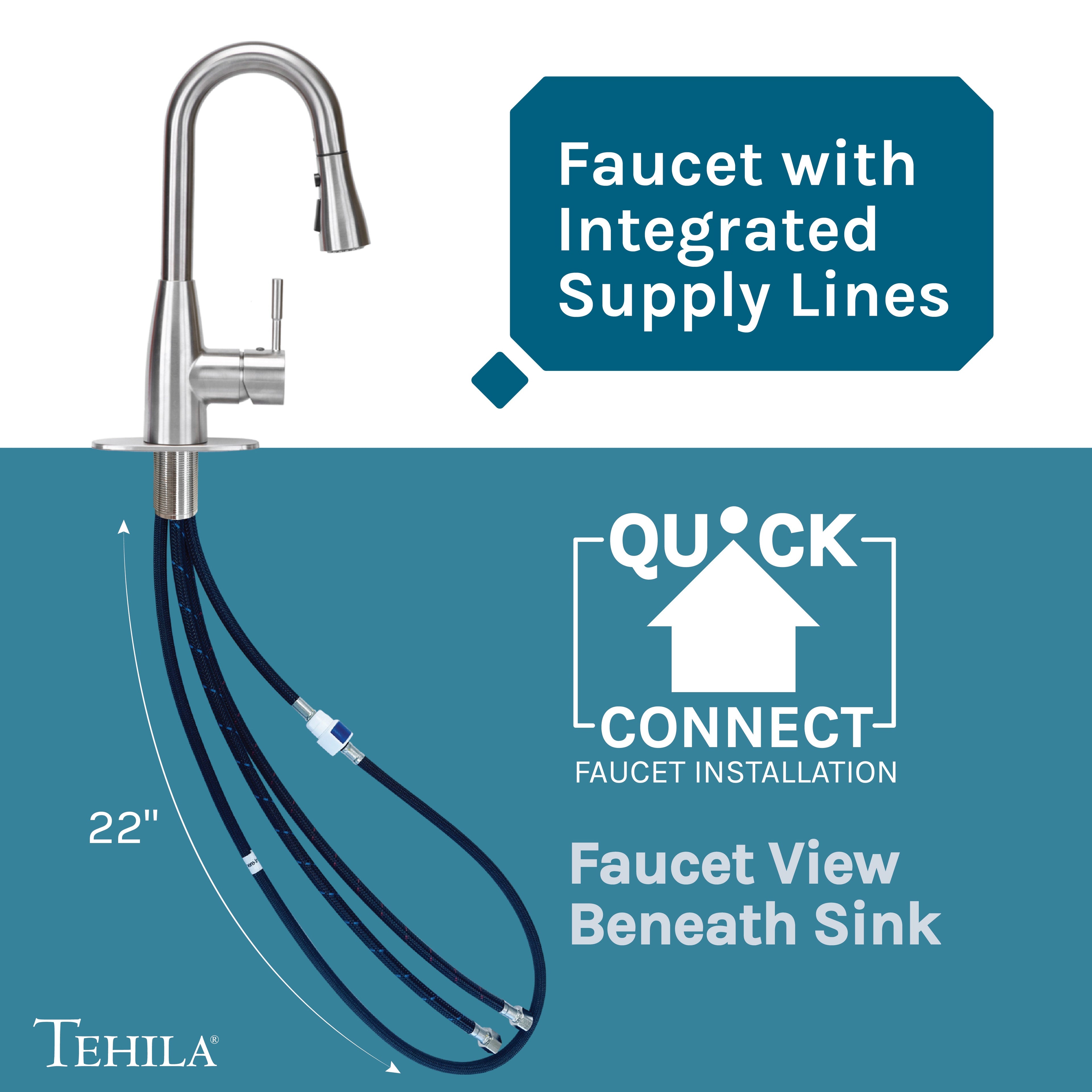 Tehila Space Saver Freestanding White Utility Sink with Stainless Steel Finish Low-Profile Pull-Down Faucet