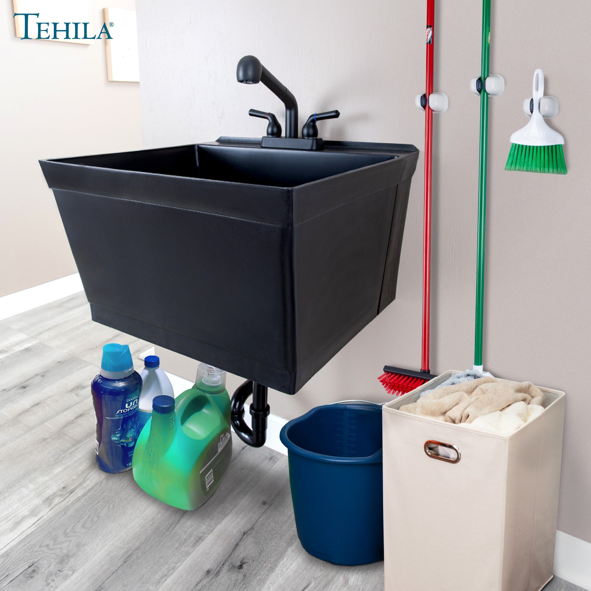 Tehila Black Wall Mounting Kit for Tehila Standard Sinks