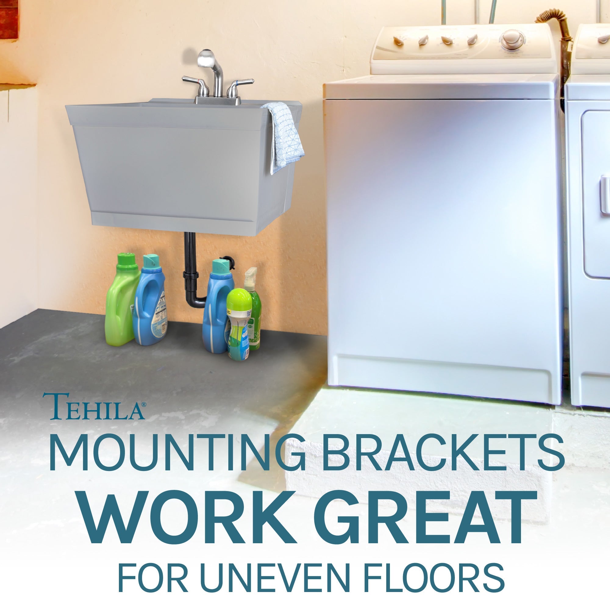 Tehila Grey Wall Mounting Kit for Tehila Standard Sinks