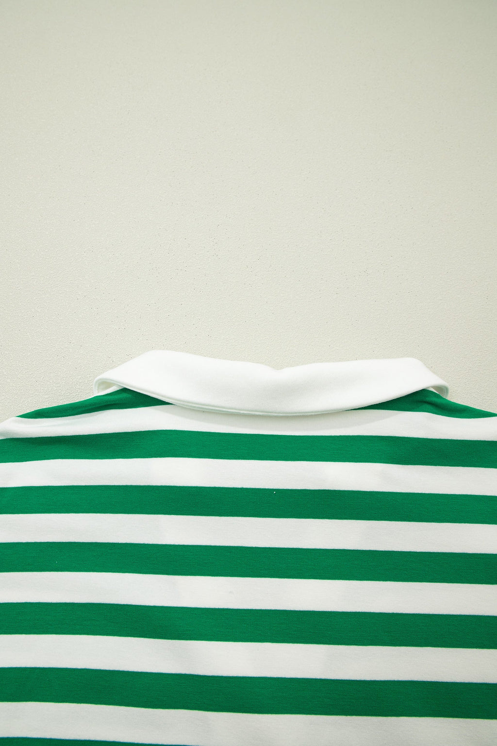 Plus Size Stripe Collared V-Neck Ruffle Sleeve Blouse