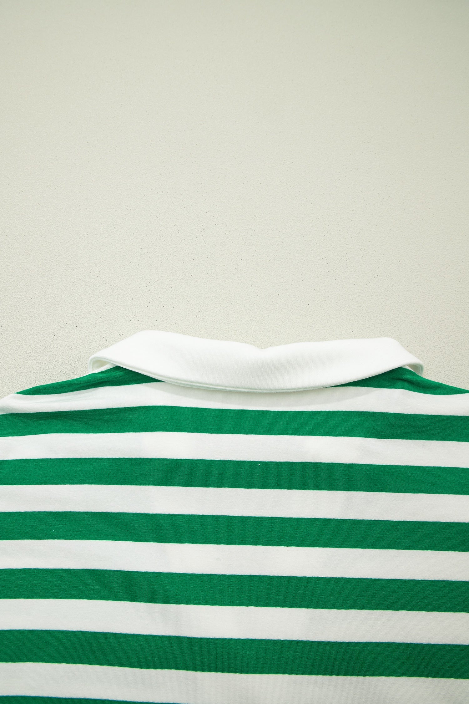 Plus Size Stripe Collared V-Neck Ruffle Sleeve Blouse