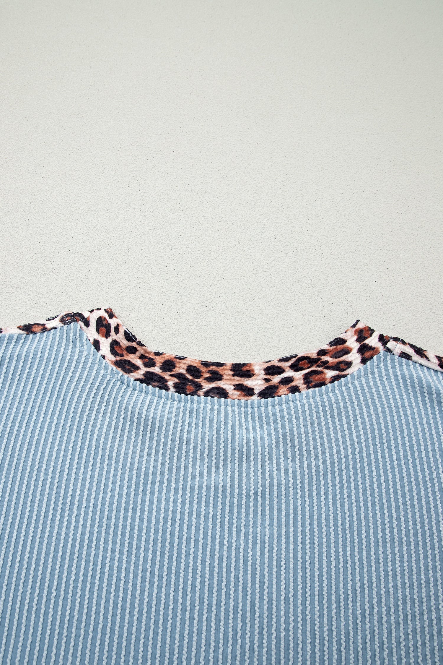 Leopard Trim Corded Top & Shorts Set