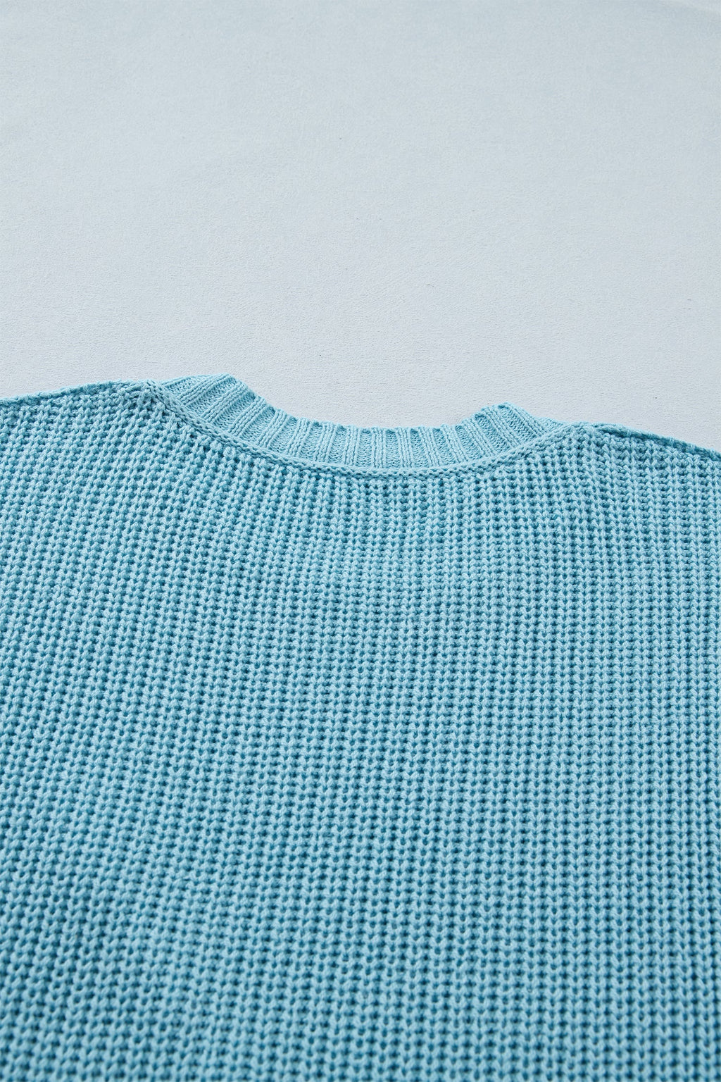 Solid Exposed Seam 3/4 Sleeve Loose Sweater