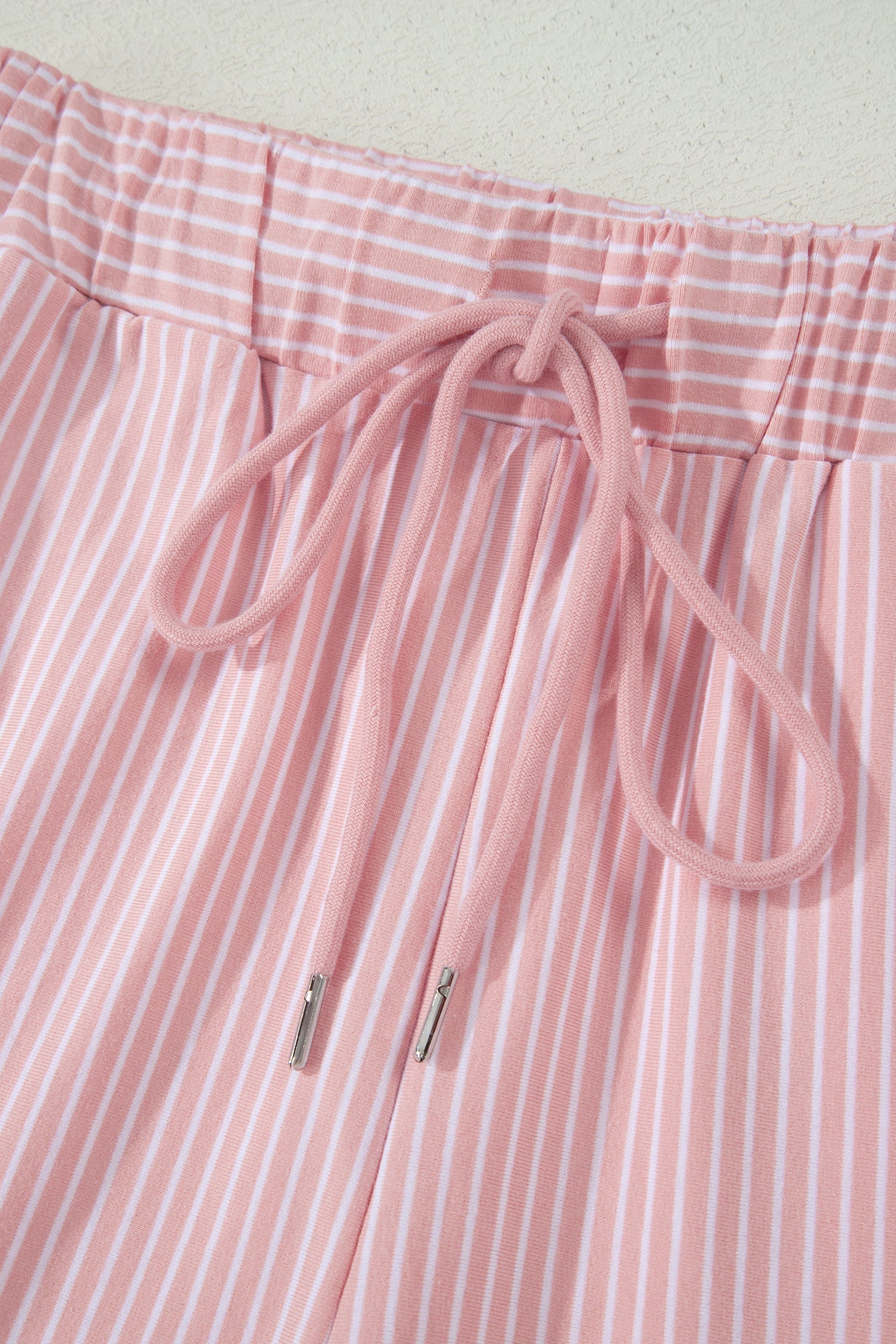 Stripe Dolman Sleeve Polo Shirt & Drawstring Shorts Set