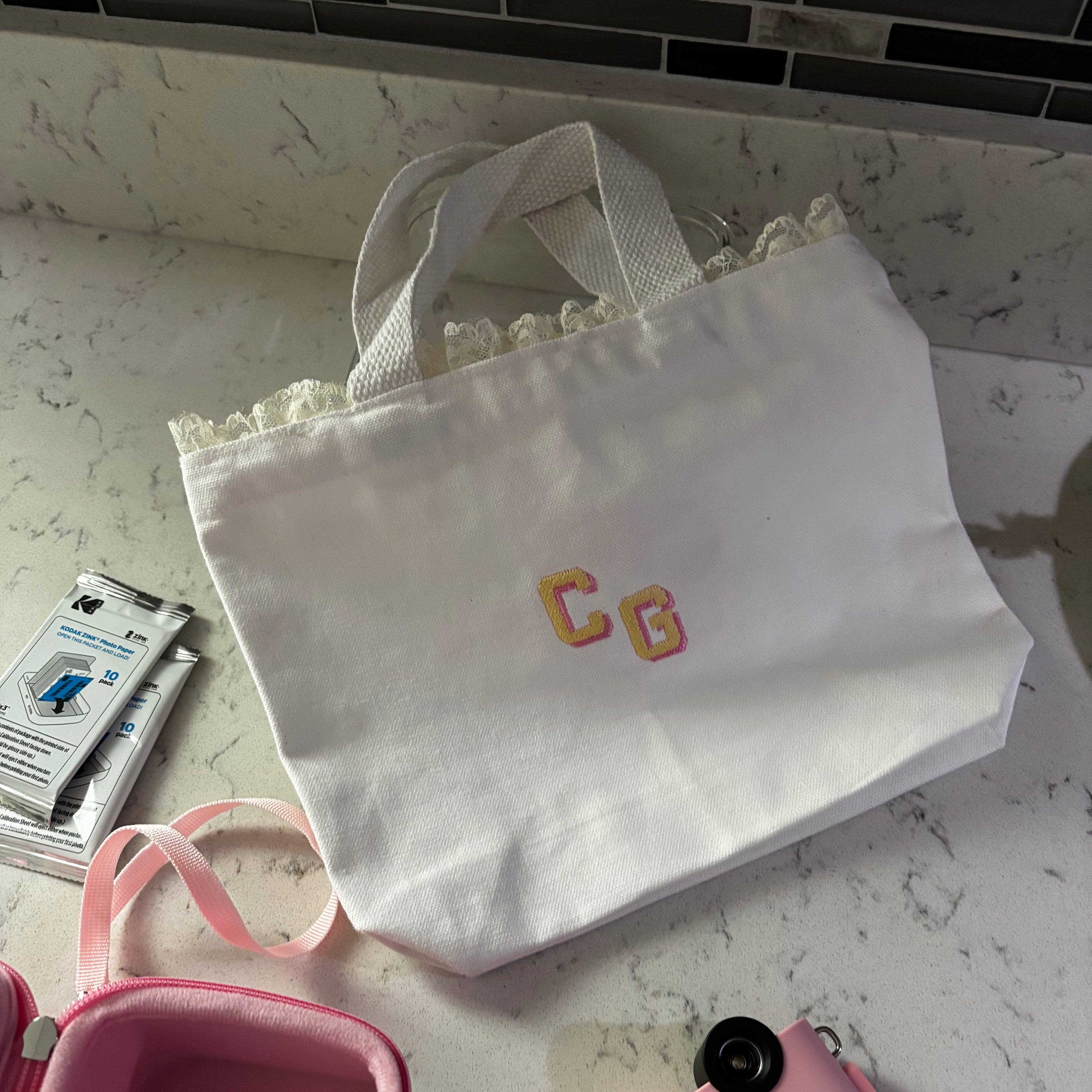 Hibiscus Mini Tote Bag - with Monogram