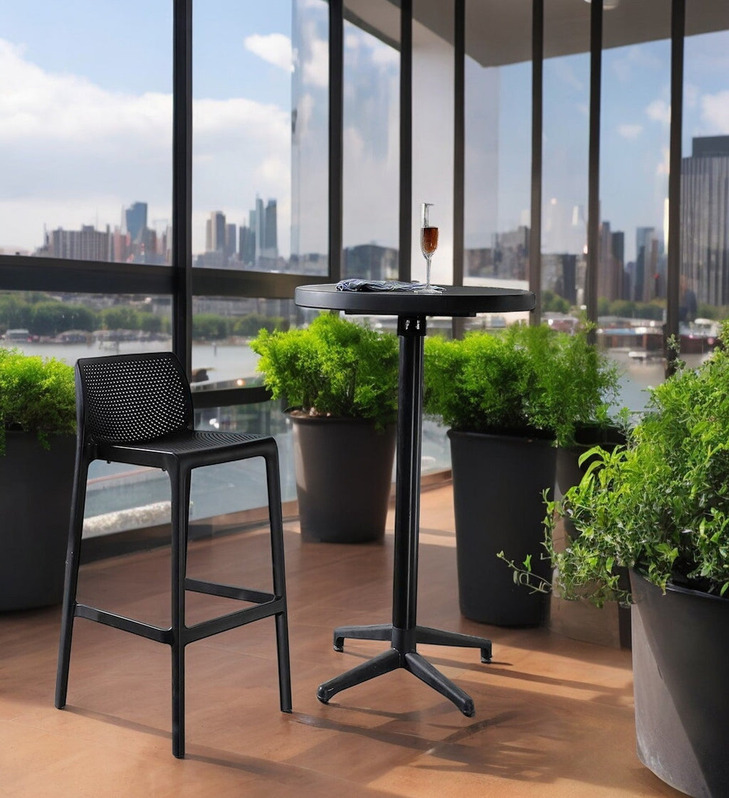 Outdoor Bar Stool 29" Netted Design — Set of 4, Commercial Grade, Stackable, No Assembly