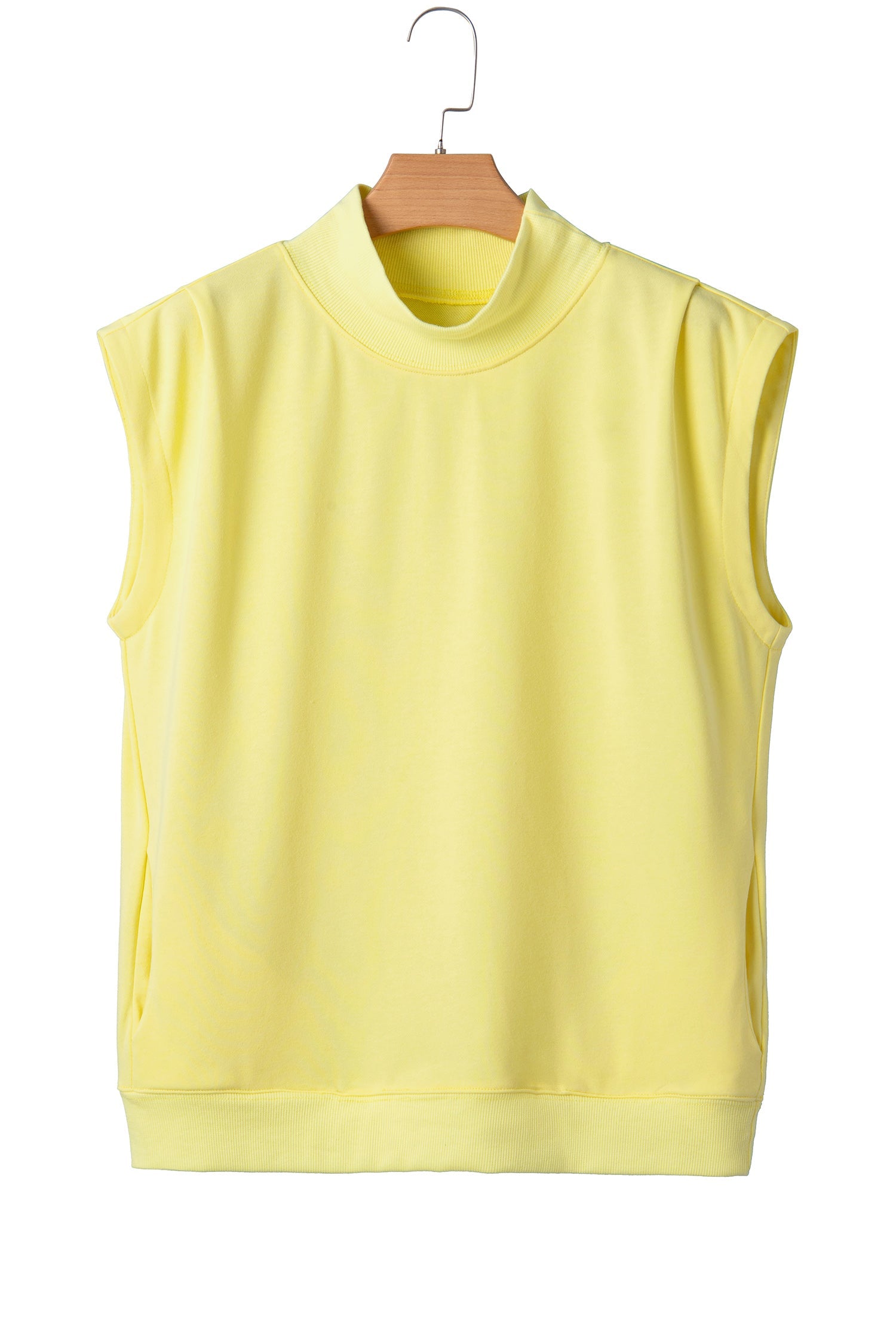 Solid Mock Neck Cap Sleeve Oversized Top