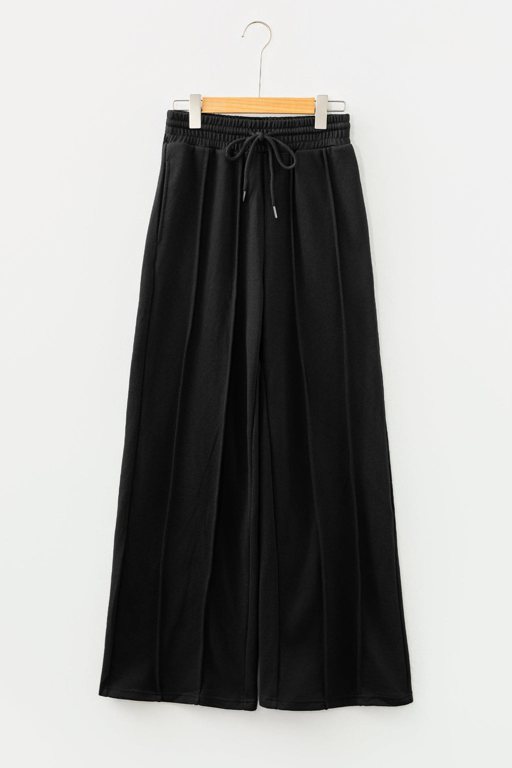 Solid Seam Drawstring Wide Leg Sweatpants
