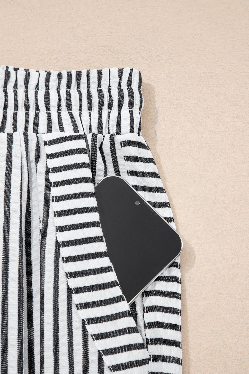 Stripe Wide Leg Elastic Drawstring Pants
