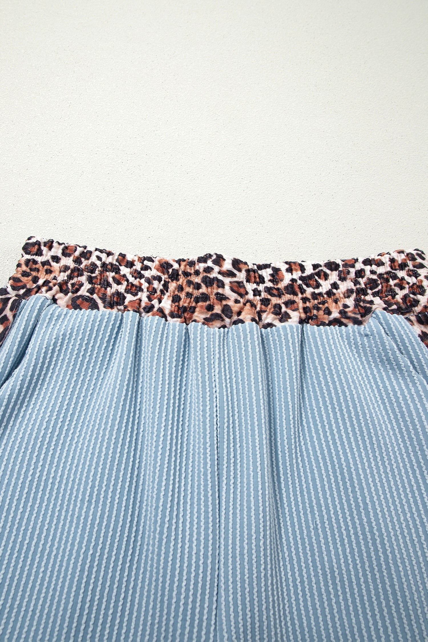 Leopard Trim Corded Top & Shorts Set