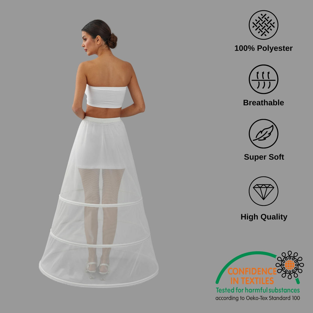A-line Wedding Dress Underskirt, White Petticoat Skirt, Three Hoop Skirt