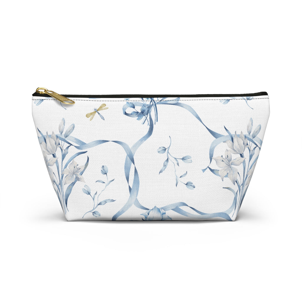Customizable: Floral T-bottom Accessory Pouch | Gift for Her, Makeup Bag, Travel Organizer, Storage Solution, Spring Decor