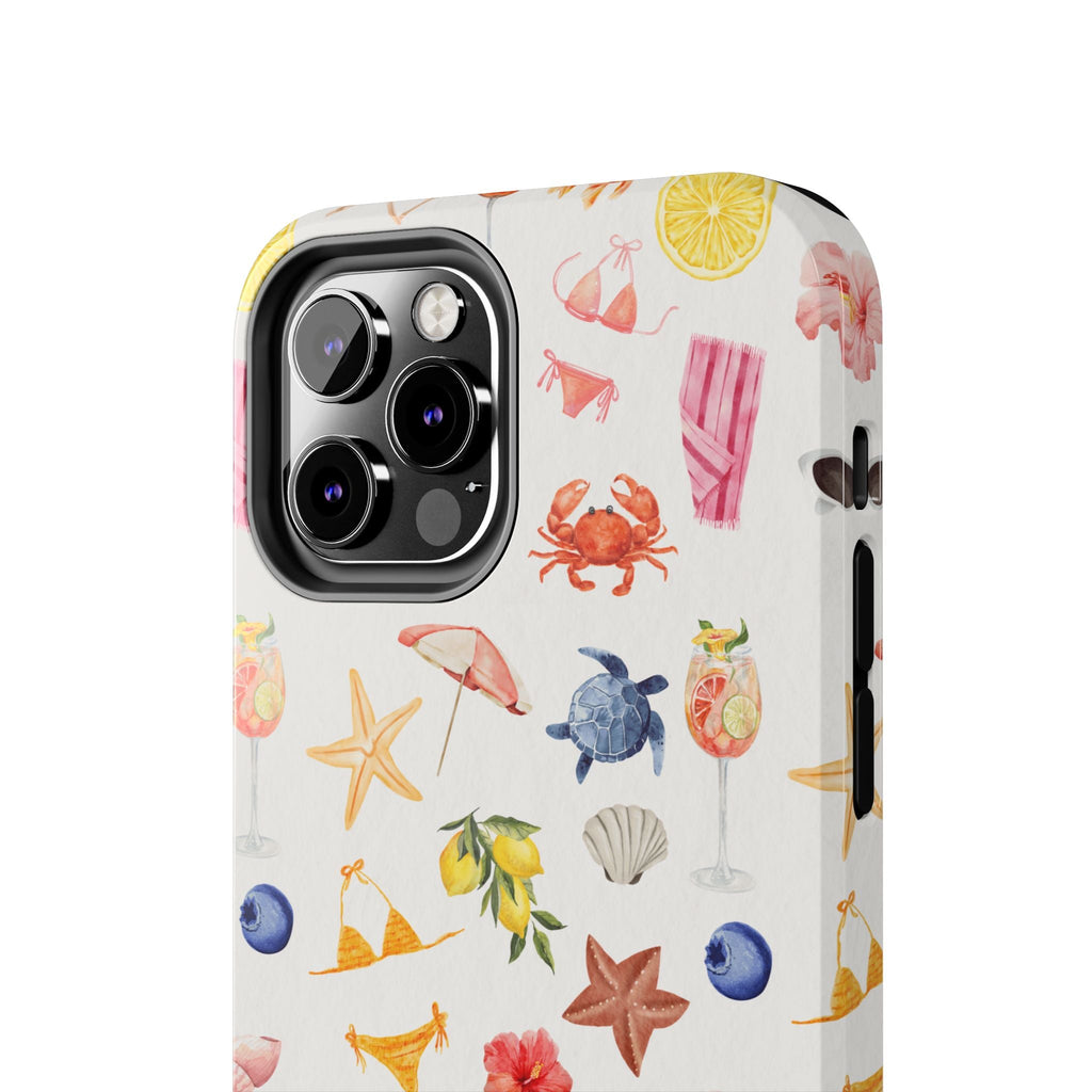 Customizable: Tropical Summer Phone Case, Vivid Coastal Design, Perfect Gift for Beach Lovers, Vacation Memories, Durable Tough Cases