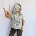 *Turquoise Skeleton Peace Sign Graphic Tee D-1081