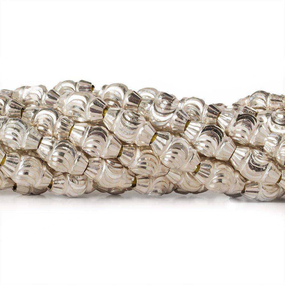 10mm Sterling Silver Plated Brass BiCone Beads, 8 inch