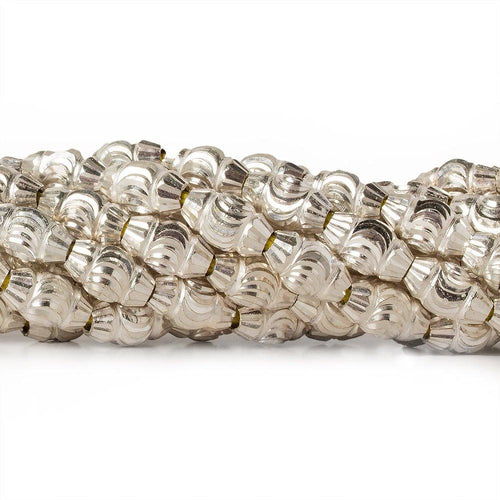 10mm Sterling Silver Plated Brass BiCone Beads, 8 inch