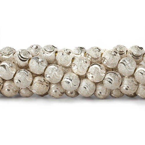 10mm Sterling Silver Plated Brass Stardust Wave Round Beads, 8 inch