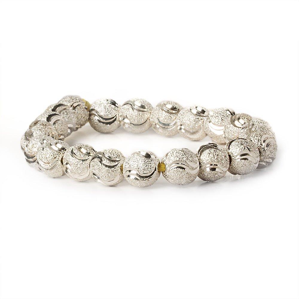 10mm Sterling Silver Plated Brass Stardust Wave Round Beads, 8 inch