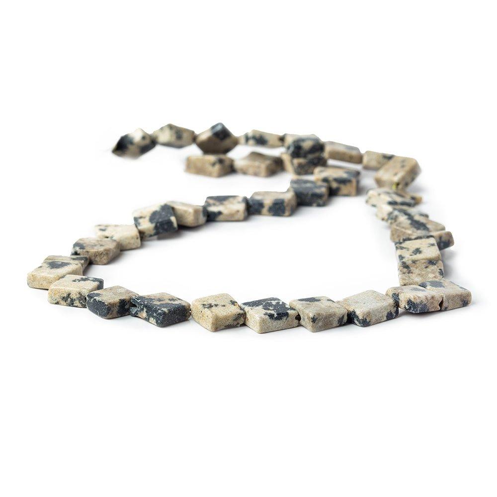 11mm Dalmatian Jasper Corner Drilled Square Beads, 14 inch