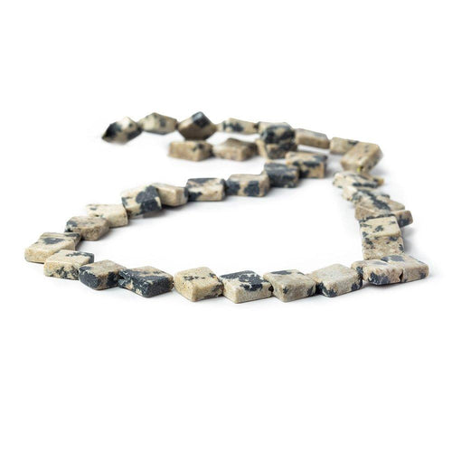 11mm Dalmatian Jasper Corner Drilled Square Beads, 14 inch