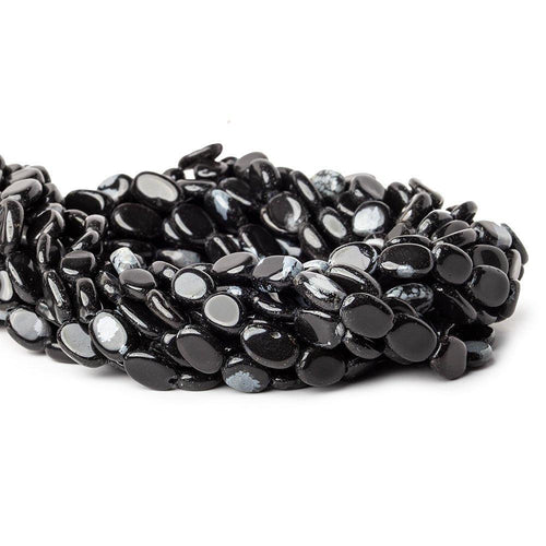 11mm Snowflake Obsidian Plain Oval Beads, 14 inch