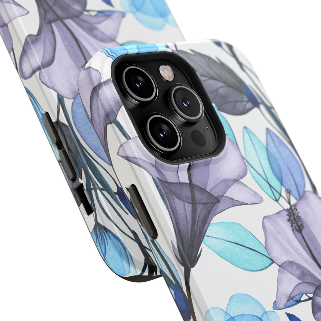 Customizable: Blue and Purple Floral Impact-Resistant Phone Case