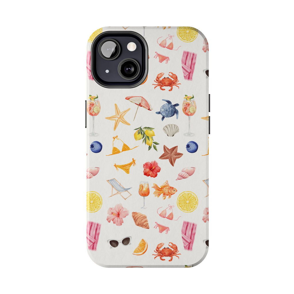 Customizable: Tropical Summer Phone Case, Vivid Coastal Design, Perfect Gift for Beach Lovers, Vacation Memories, Durable Tough Cases