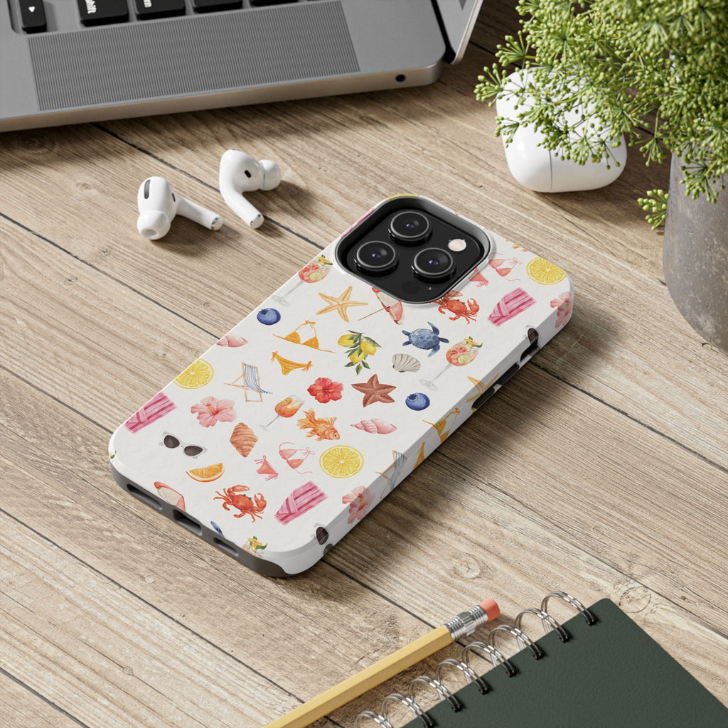 Customizable: Tropical Summer Phone Case, Vivid Coastal Design, Perfect Gift for Beach Lovers, Vacation Memories, Durable Tough Cases