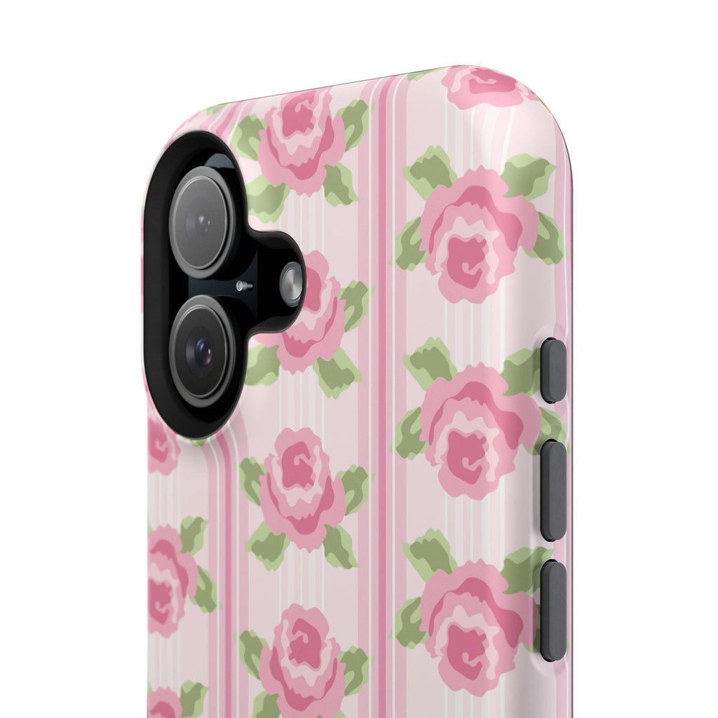 Customizable: Floral Impact-Resistant Phone Case, Pink Rose Pattern