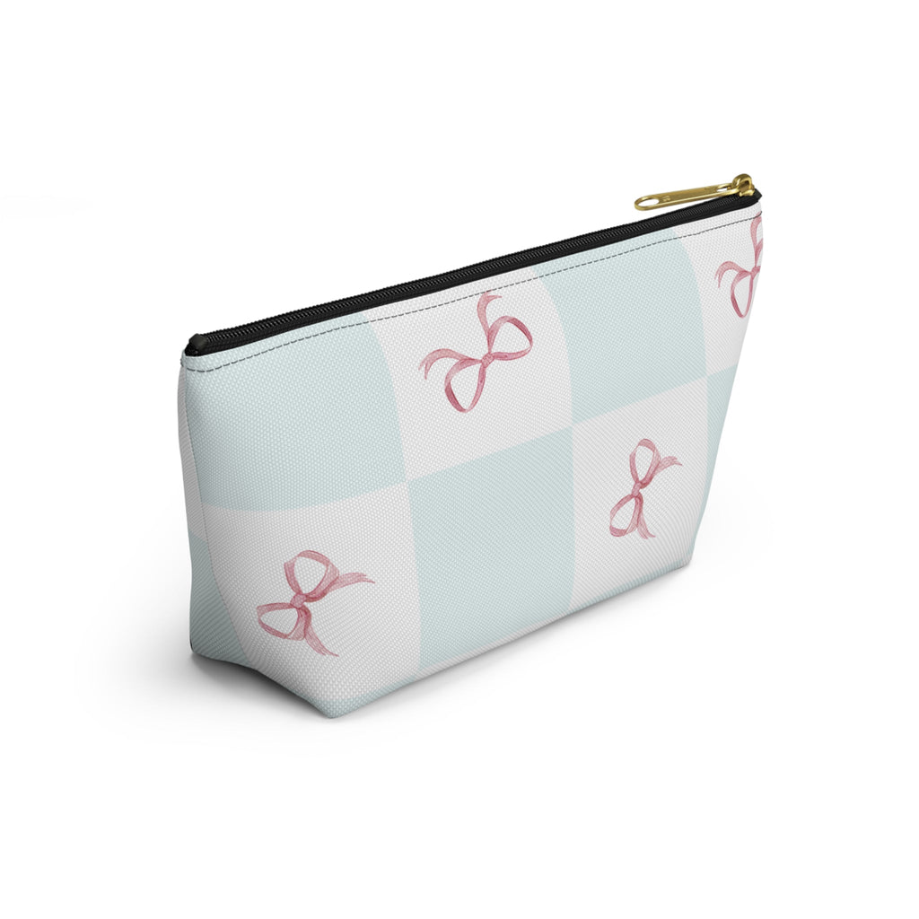 Customizable: Charming Ribbon Accessory Pouch, Makeup Bag, Gift for Her, T-bottom Style, Cute Storage, Birthday Present, Bridesmaid Gift