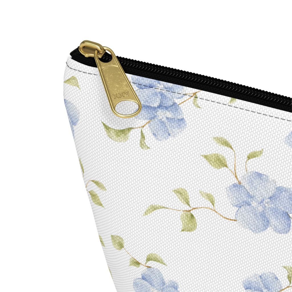 Customizable: Floral Accessory Pouch, Cosmetic Bag, Makeup Organizer, Gift for Her, Travel Essentials, Blue Floral Design