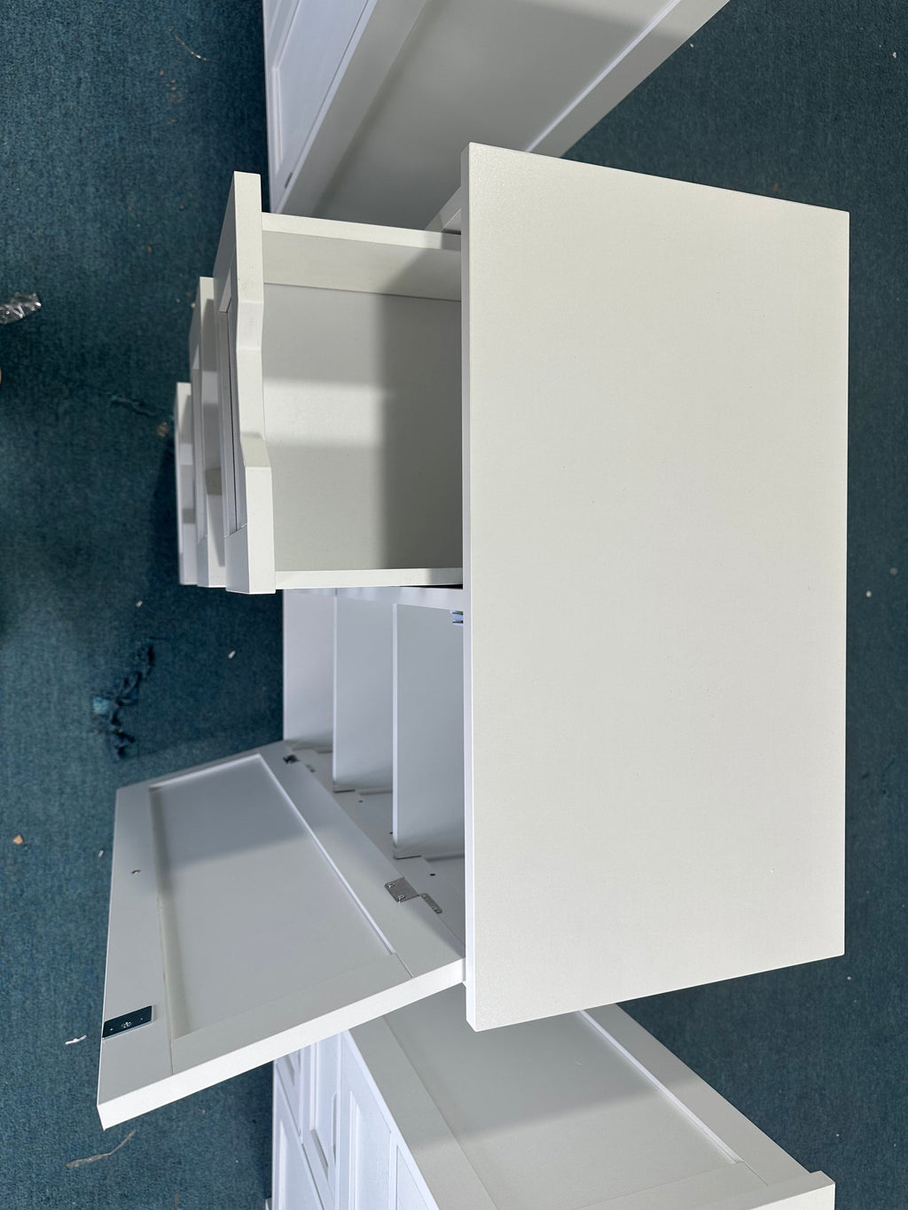 Bathroom Storage Cabinet with 4 Drawers and 1 Door, Freestanding Wooden Floor Organizer for Bathroom, Narrow Storage Cabinet for Small Spaces, Entryway, Living Room or Hallway, White