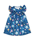 Blue Star Milk Silk Flutter Dress