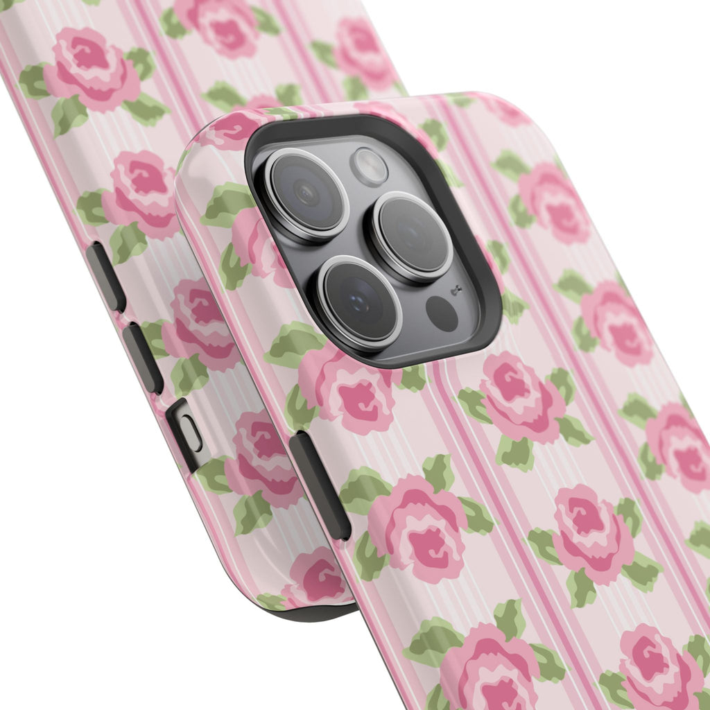 Customizable: Floral Impact-Resistant Phone Case, Pink Rose Pattern