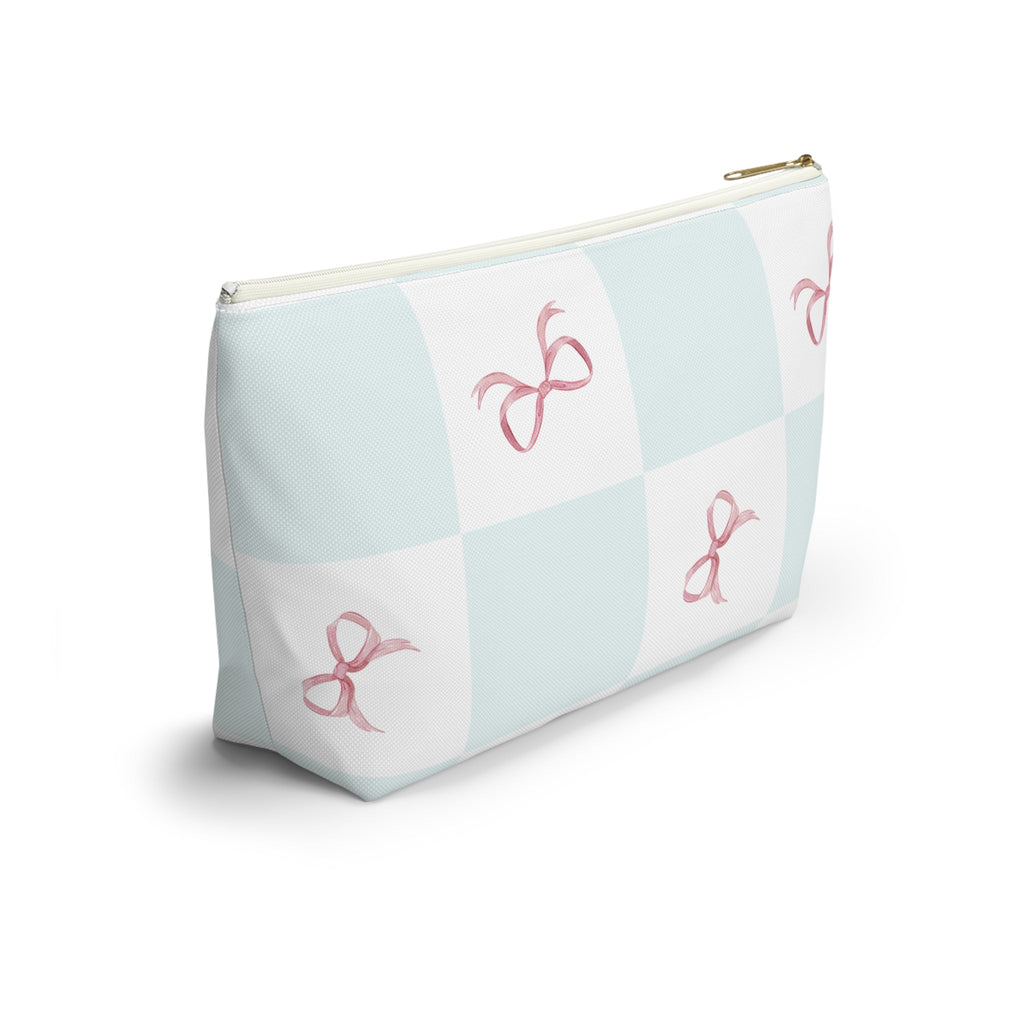 Customizable: Charming Ribbon Accessory Pouch, Makeup Bag, Gift for Her, T-bottom Style, Cute Storage, Birthday Present, Bridesmaid Gift