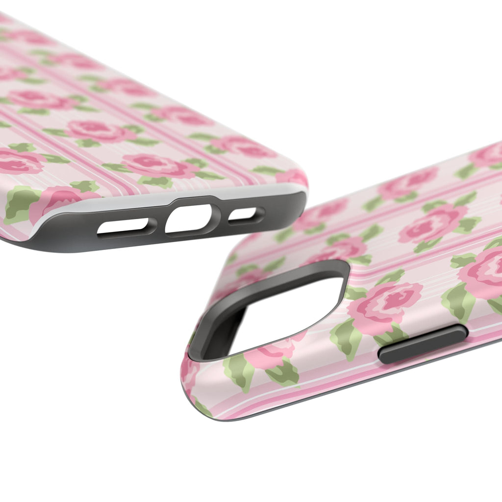 Customizable: Floral Impact-Resistant Phone Case, Pink Rose Pattern