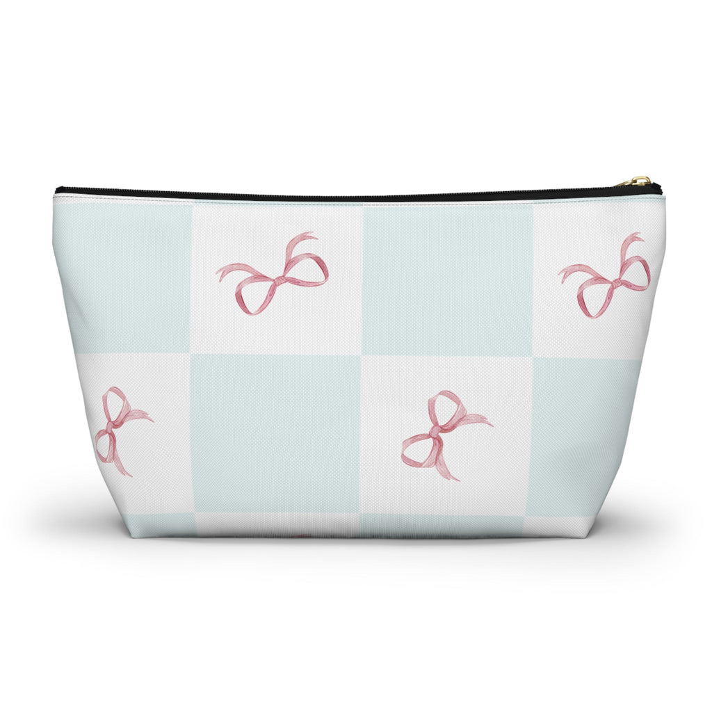Customizable: Charming Ribbon Accessory Pouch, Makeup Bag, Gift for Her, T-bottom Style, Cute Storage, Birthday Present, Bridesmaid Gift