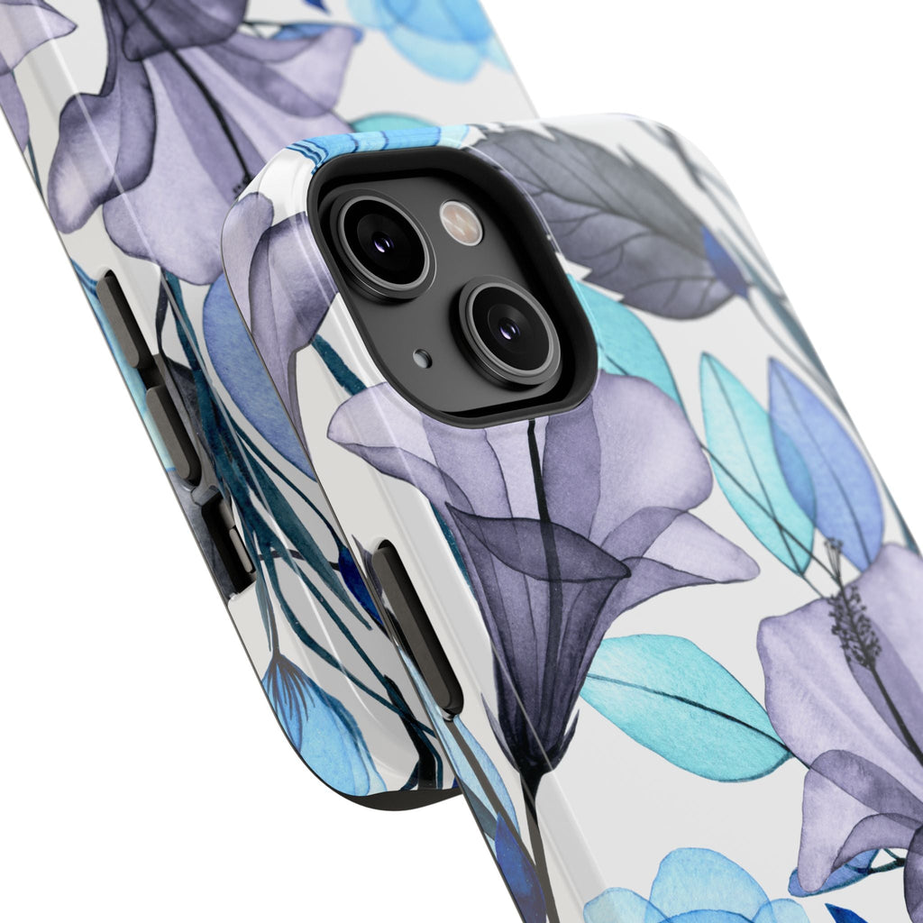 Customizable: Blue and Purple Floral Impact-Resistant Phone Case