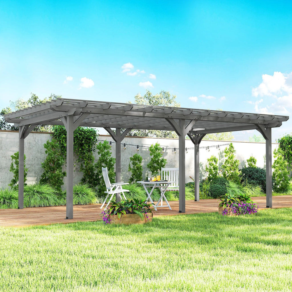12x20 ft Wooden Pergola – Large Fir Wood Pergola Gazebo for Backyard, Garden & Deck, Gray Heavy-Duty Grape Tre